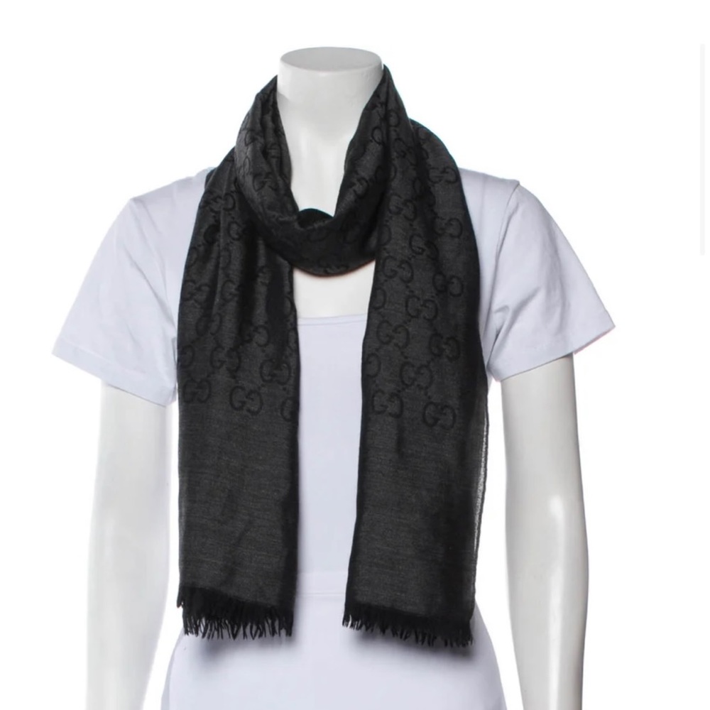 GUCCI Wool GG Logo Scarf